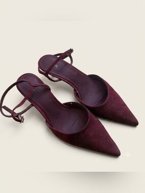 Zara Sz 9 (40) Burgundy Wine Color Pointy Toes Kitten Heels